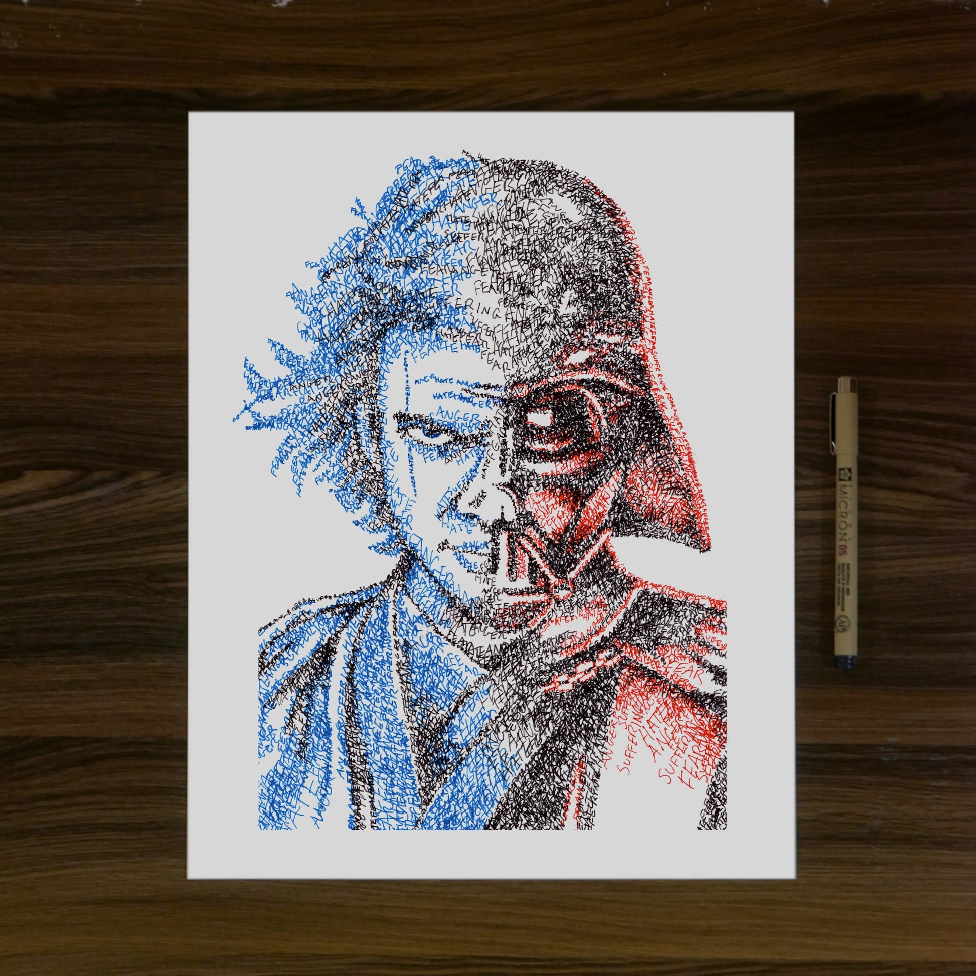 Fear, Anger, Hate, and Suffering Word Art Portrait Print