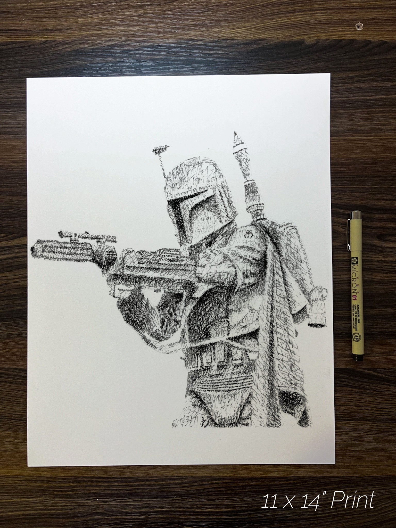 Flying Bounty Hunter Word Art Portrait Print