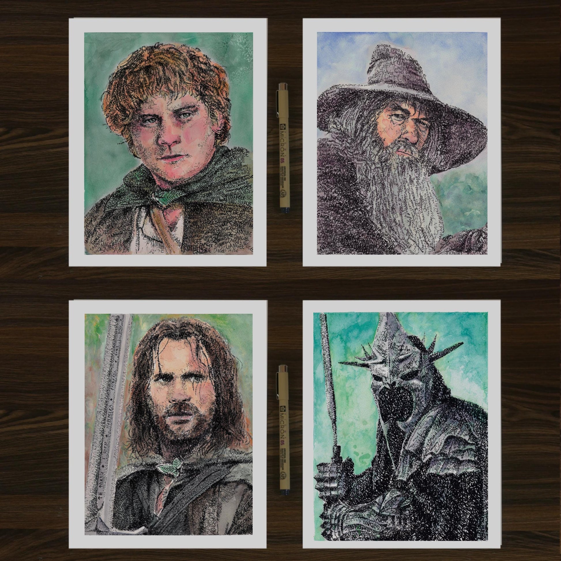 LOTR Watercolor Word Art Portrait Print