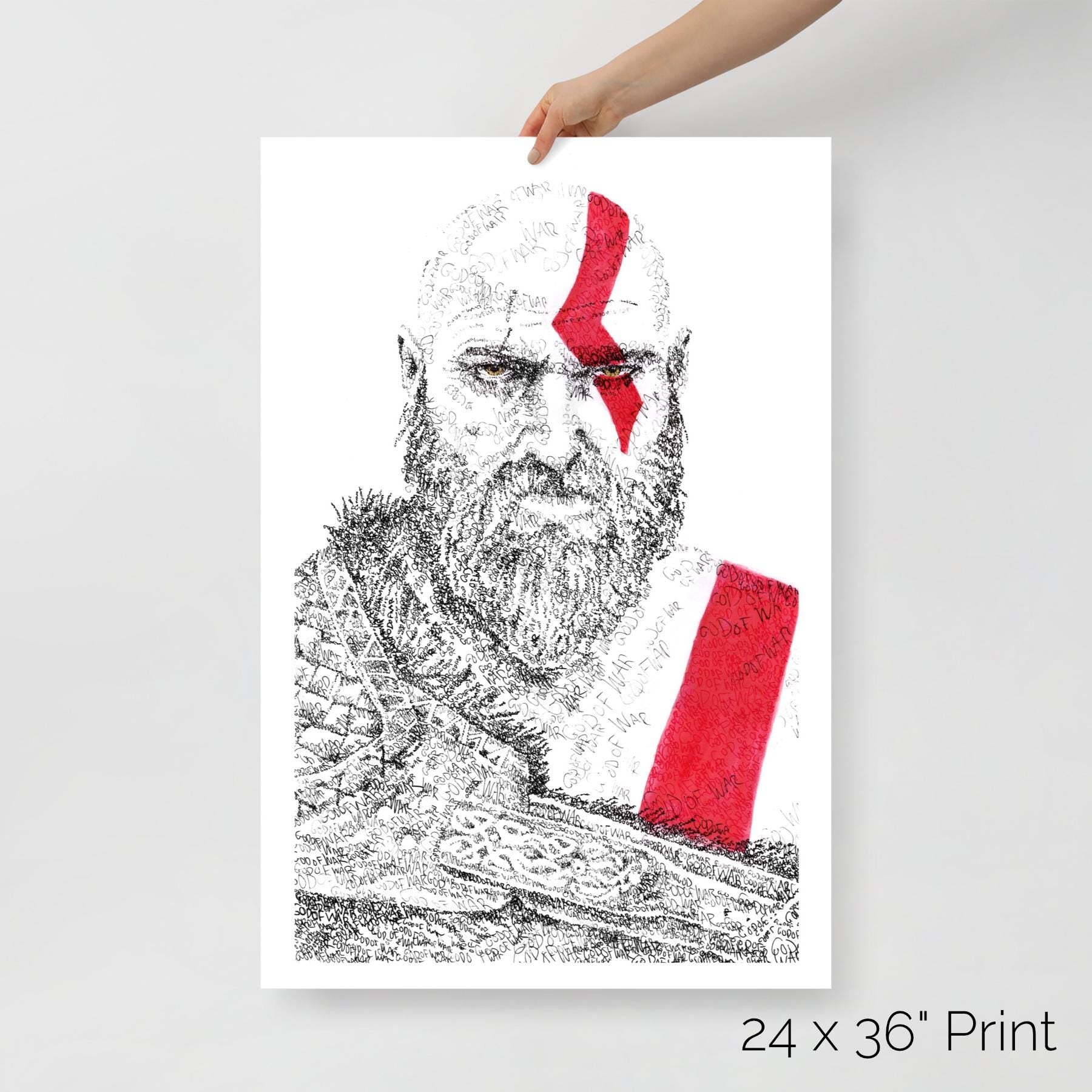 Kratos Word Art Portrait Print