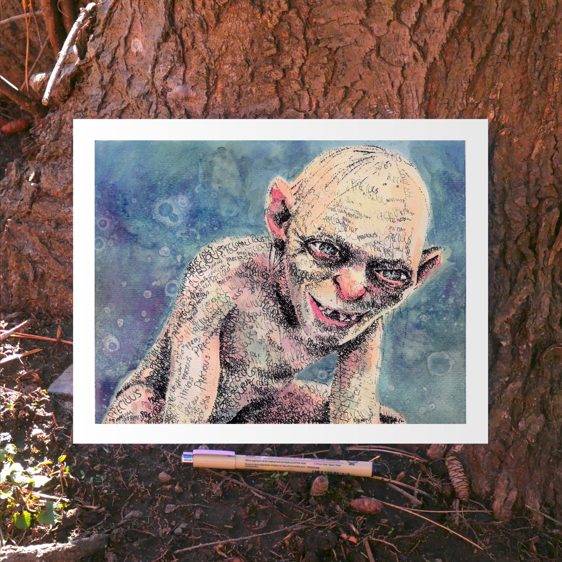 LOTR Watercolor Word Art Portrait Print