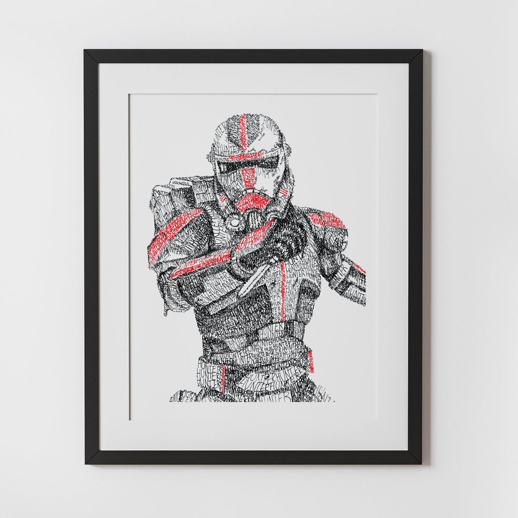 Hunter Word Art Portrait Print | Clone Trooper Art