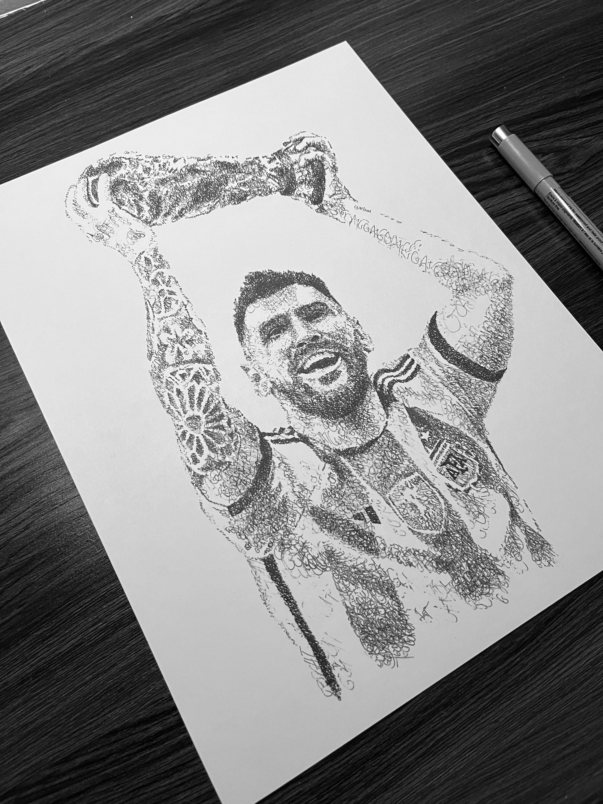 Messi World Cup Championship LIMITED & NUMBERED Word Art Portrait Print