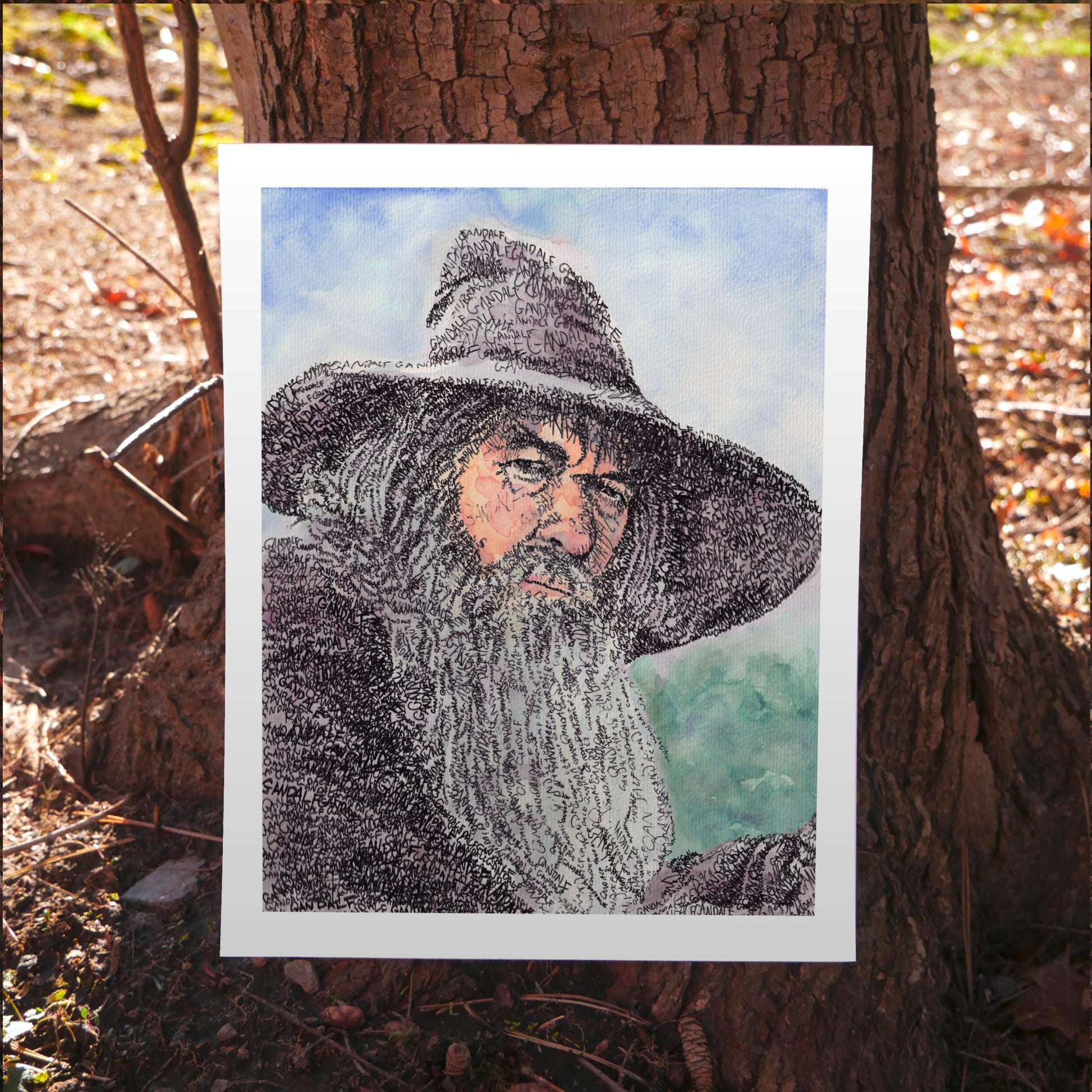 LOTR Watercolor Word Art Portrait Print