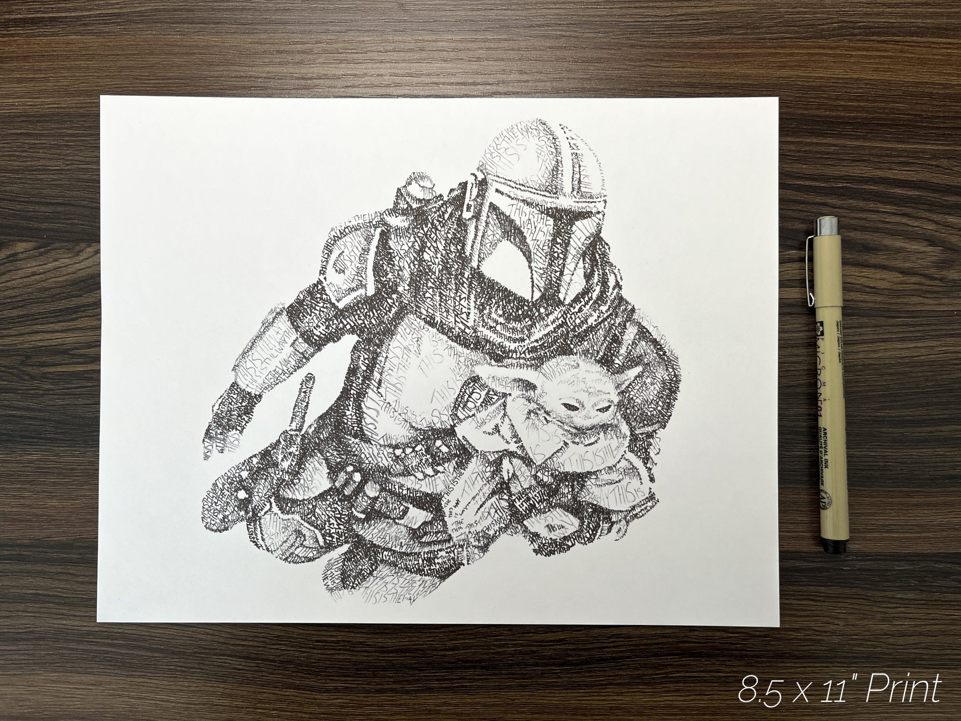 The Bounty Hunter and the Child Word Art Portrait Print