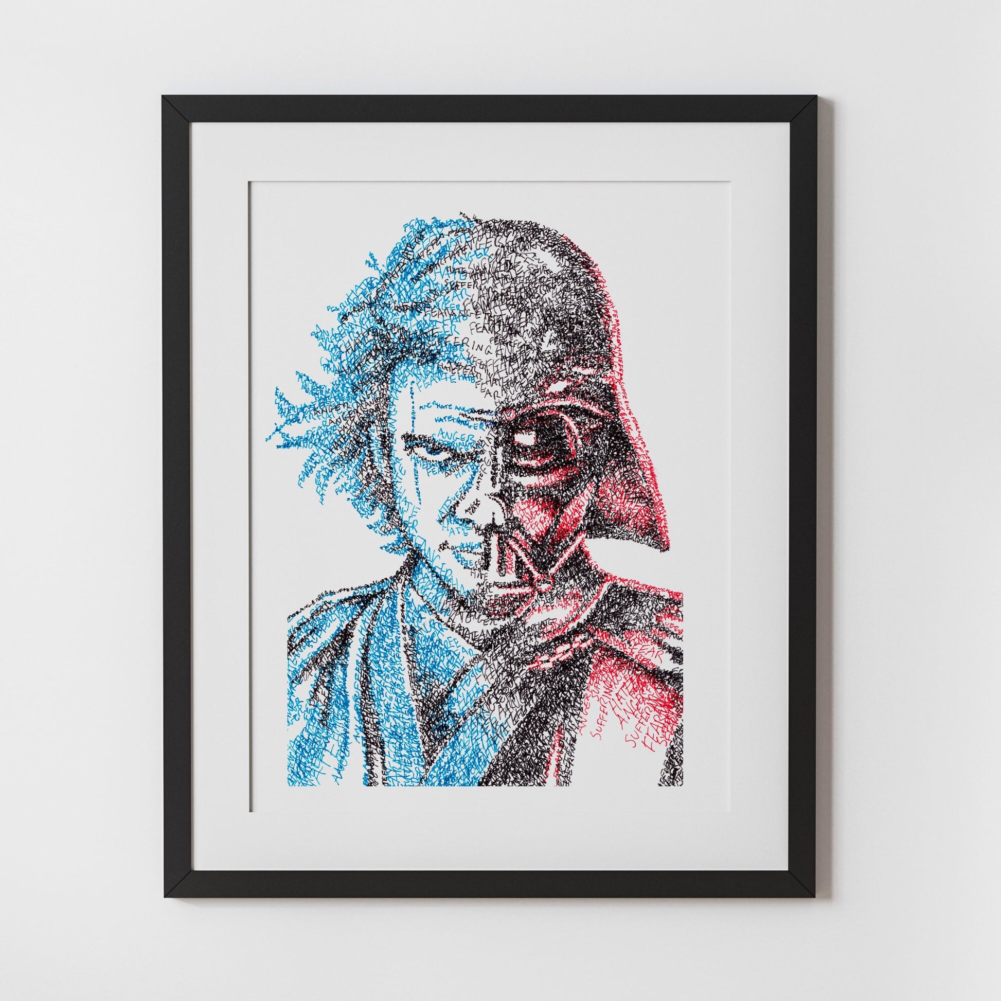 Fear, Anger, Hate, and Suffering Word Art Portrait Print