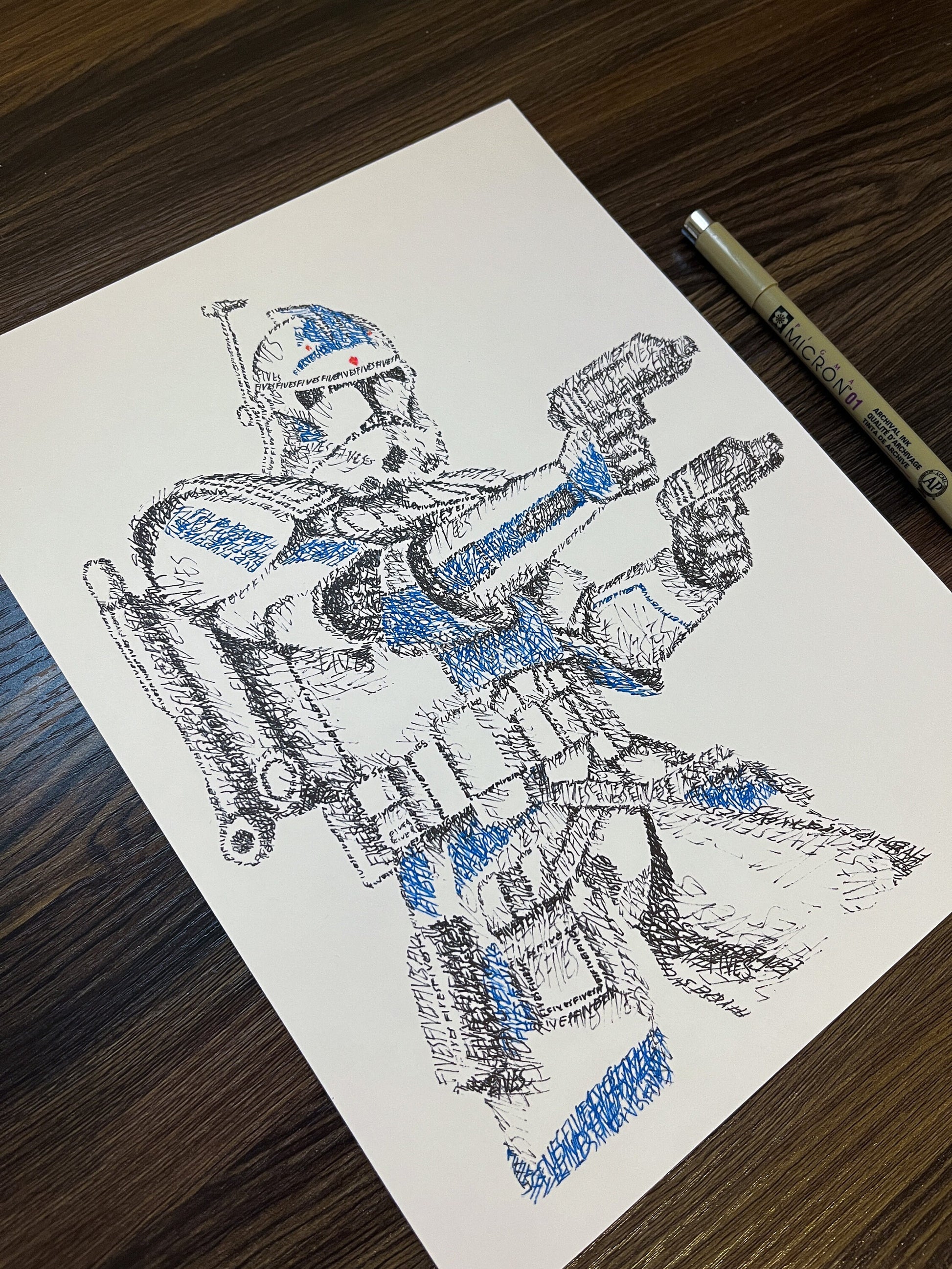 Fives Word Art Portrait Print