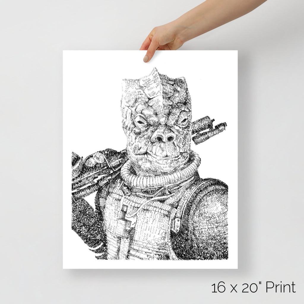 Bossk Word Art Portrait Print