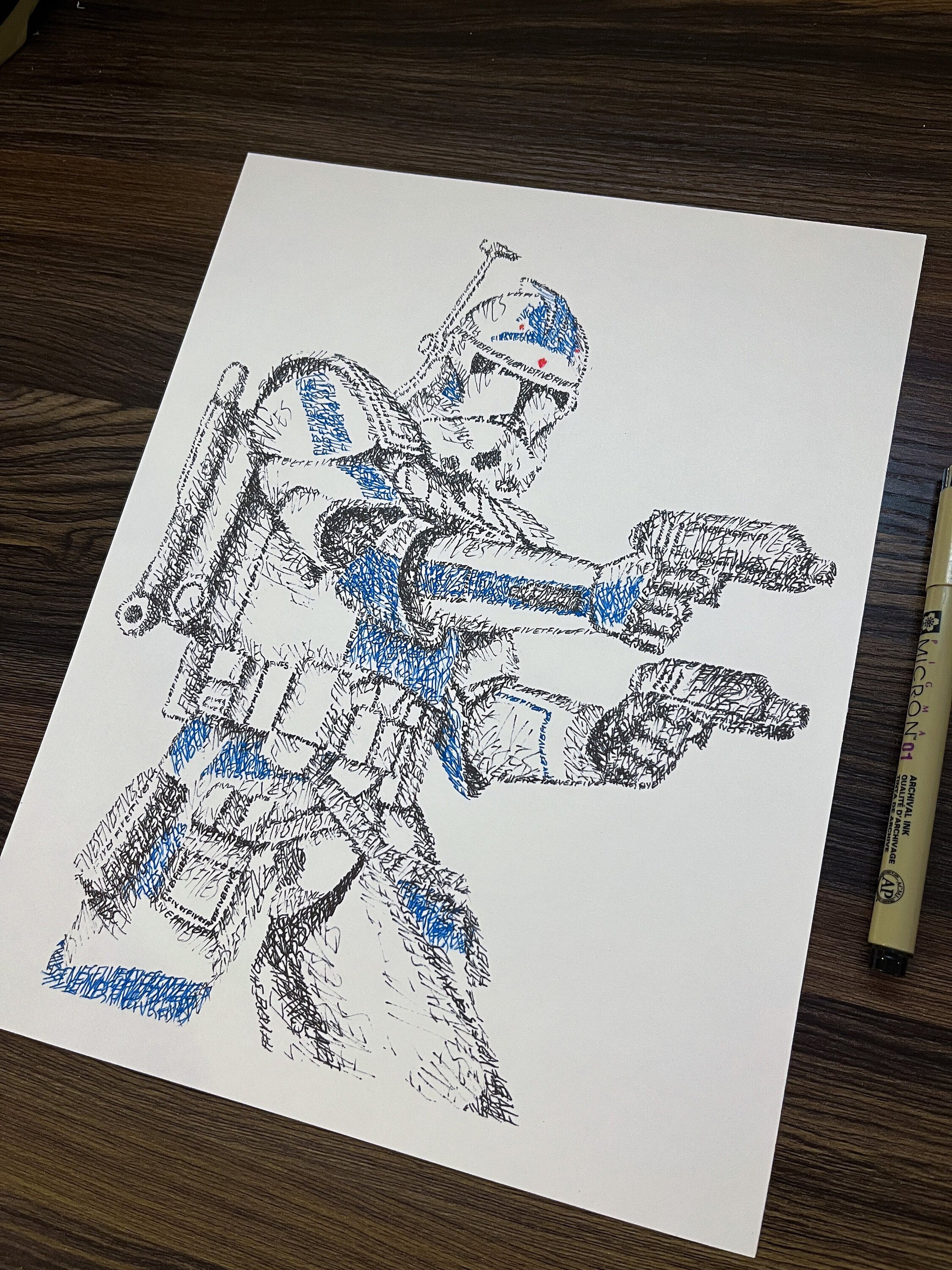 Fives Word Art Portrait Print