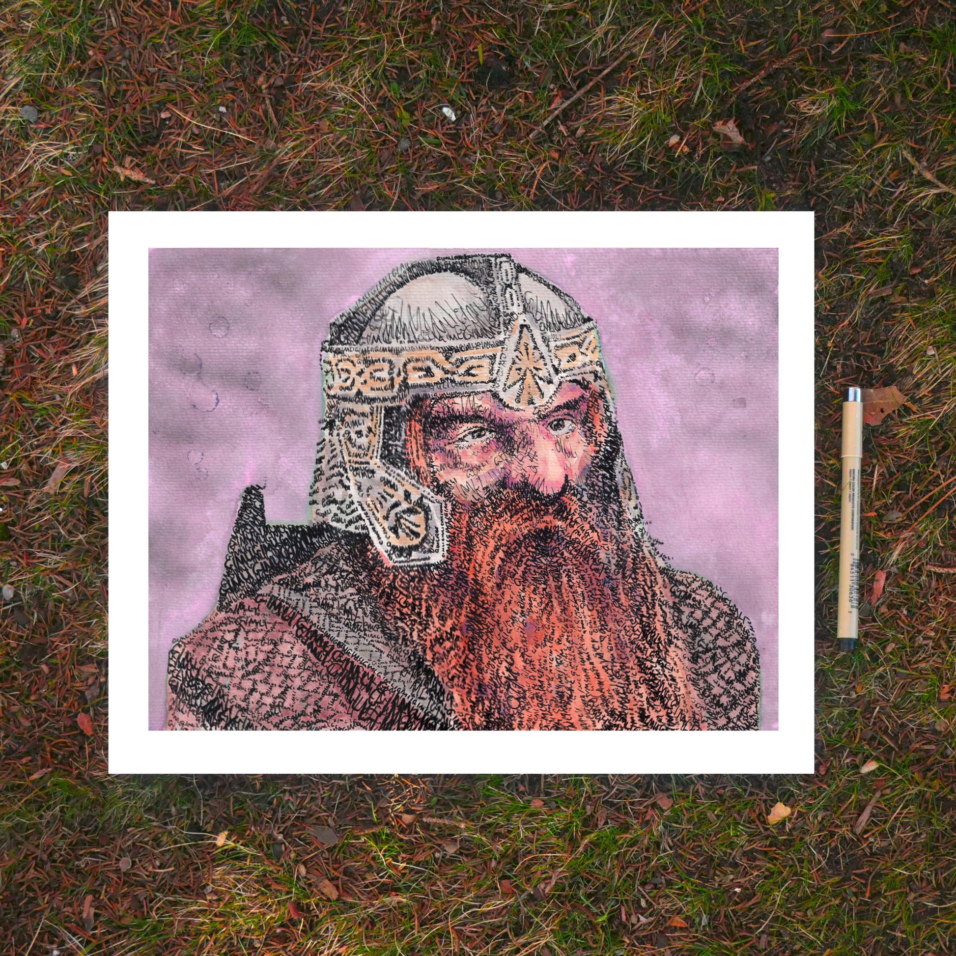 LOTR Watercolor Word Art Portrait Print