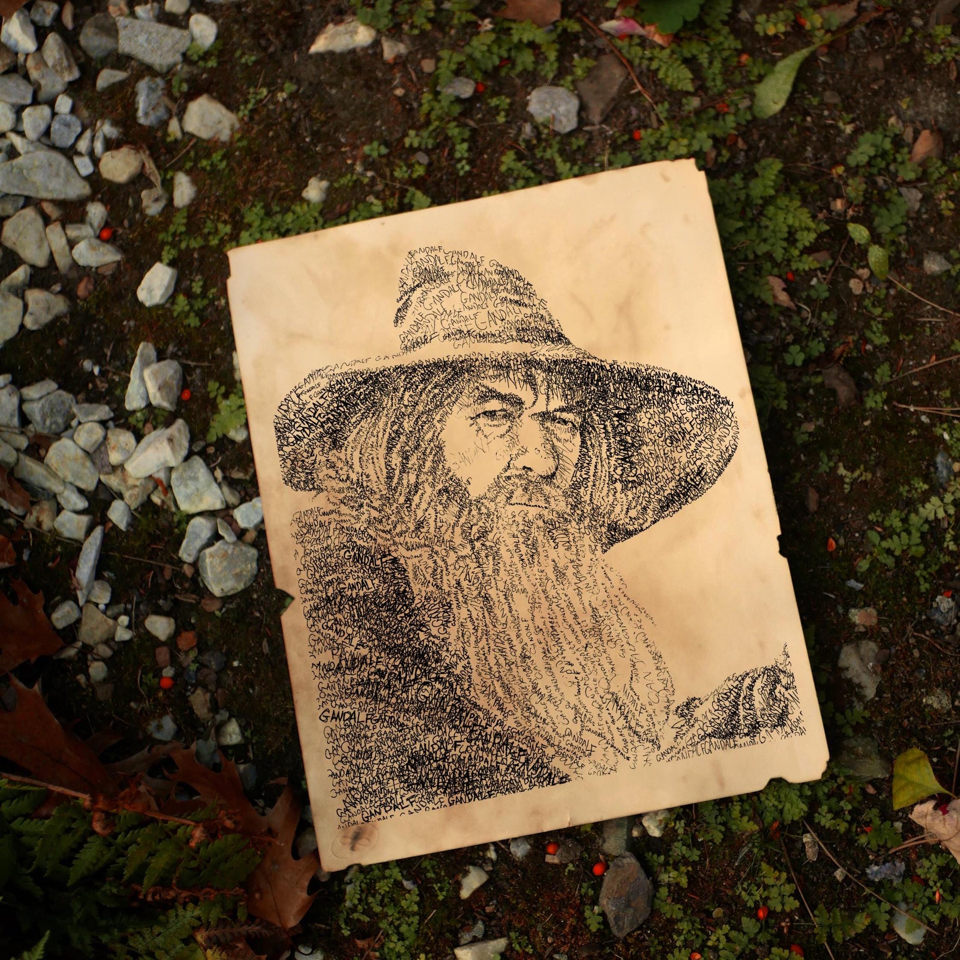 The Grey Wizard Word Art Portrait Print