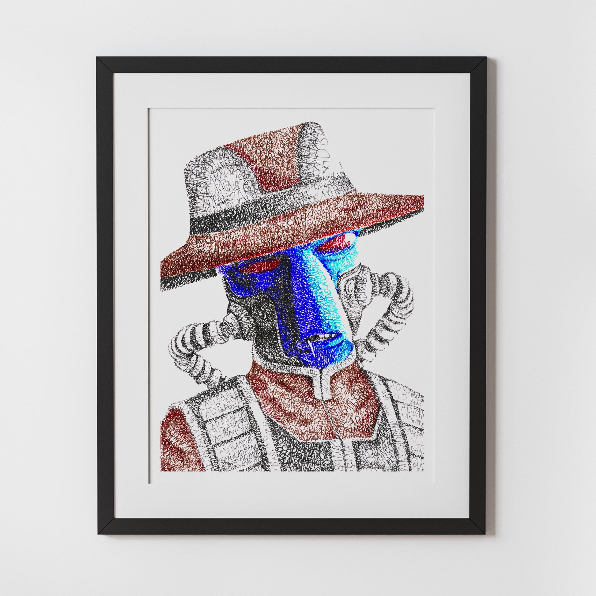 The Blue Bounty Hunter Portrait Print Word Art