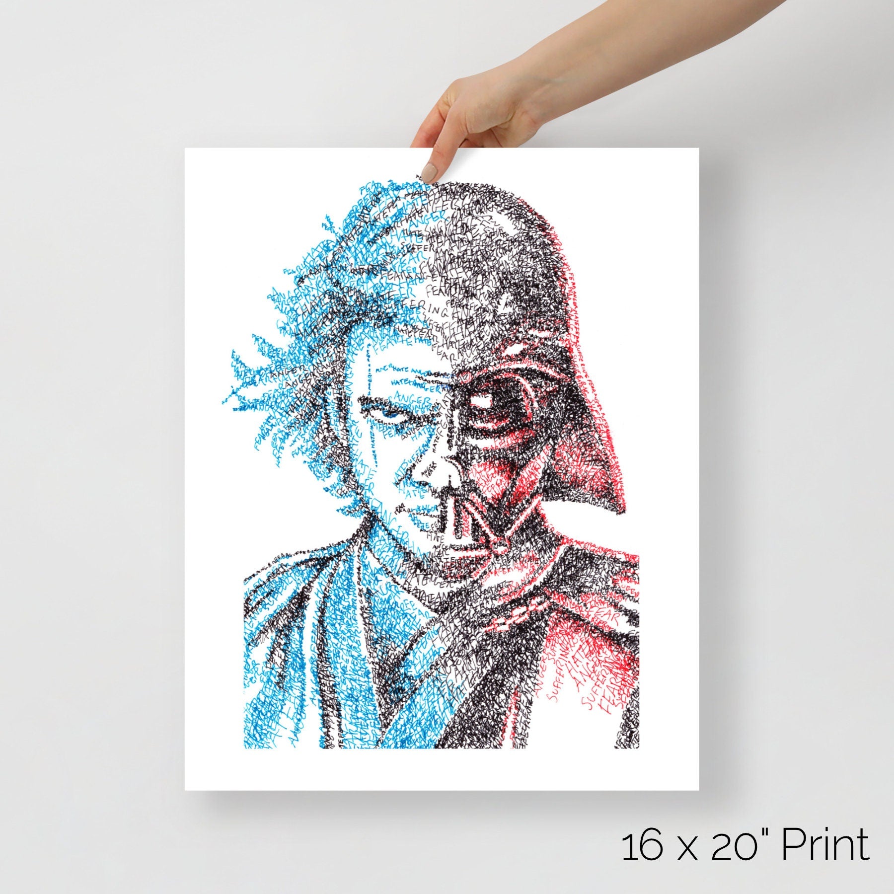 Fear, Anger, Hate, and Suffering Word Art Portrait Print