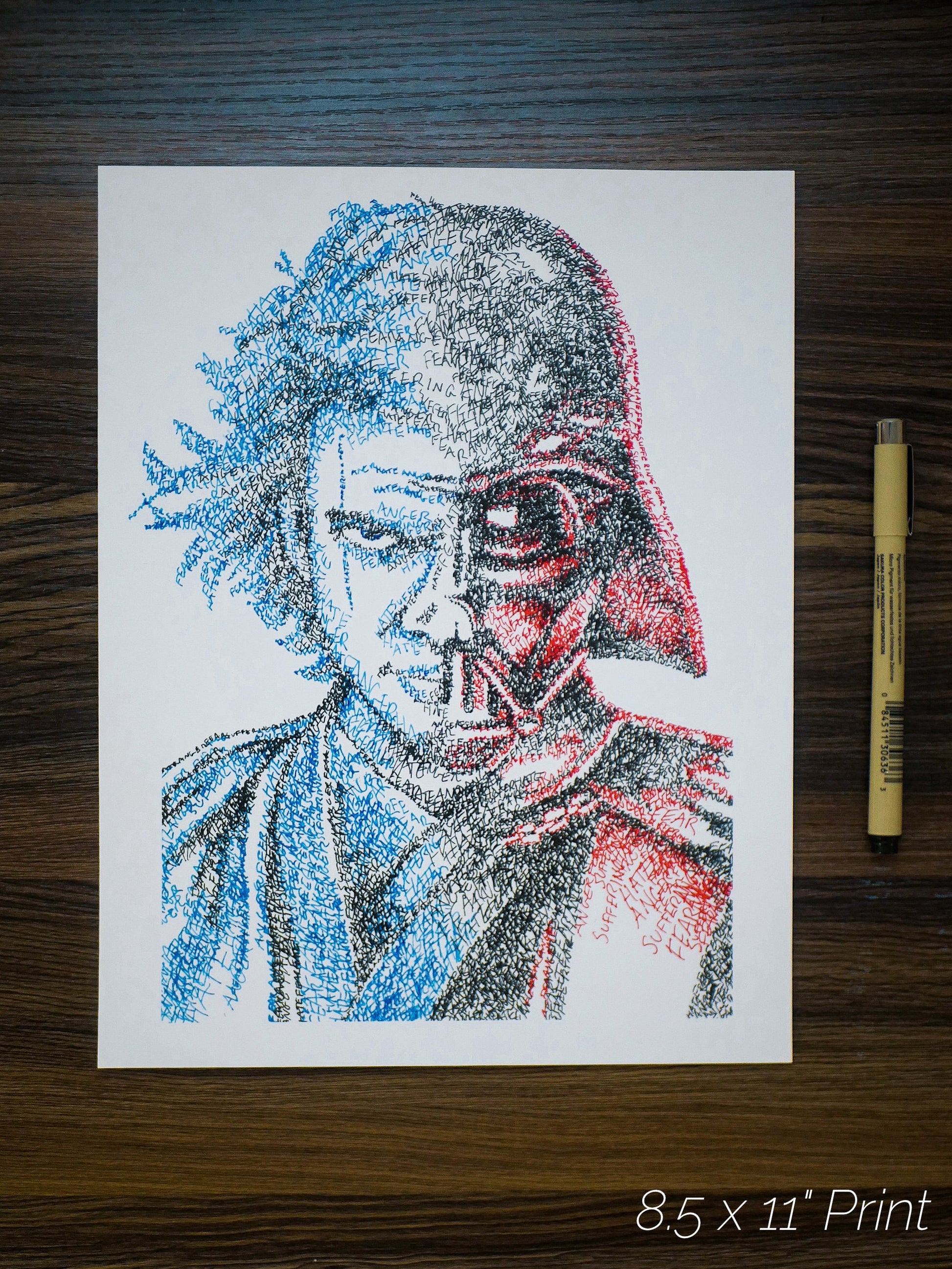 Fear, Anger, Hate, and Suffering Word Art Portrait Print