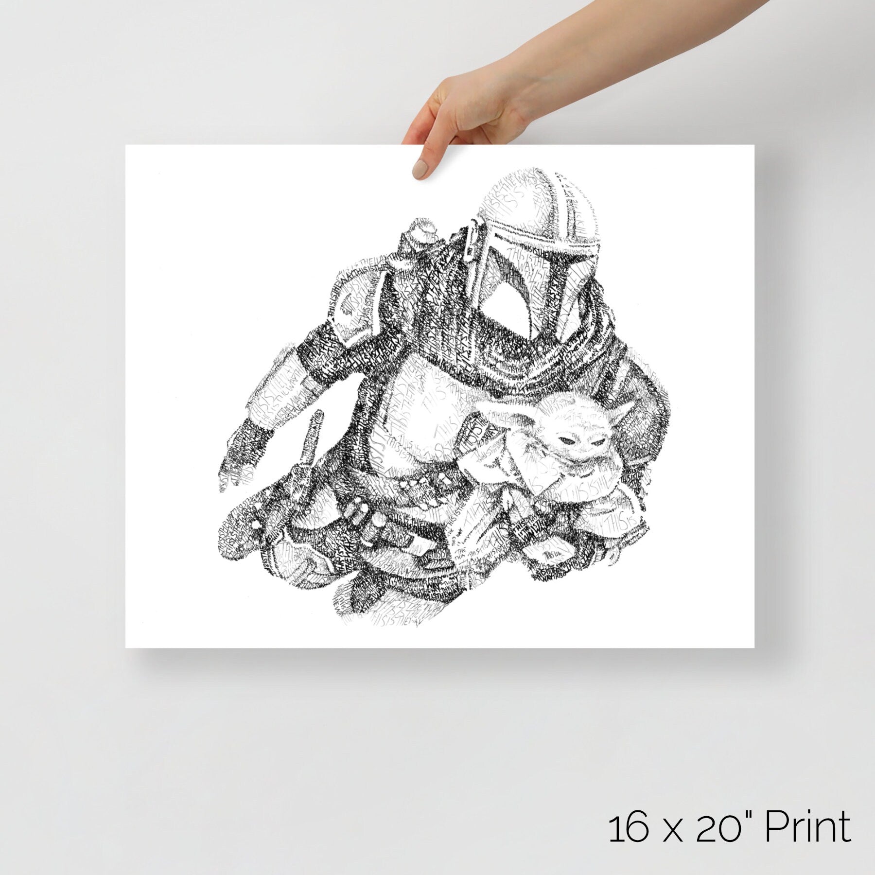 The Bounty Hunter and the Child Word Art Portrait Print