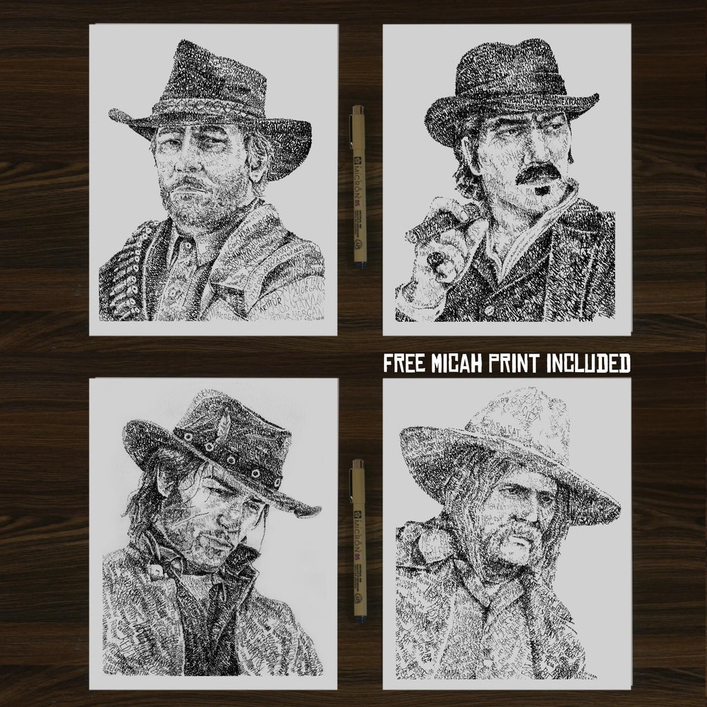 Red Dead Word Art Print Bundle (3 Prints + Free Micah Print)