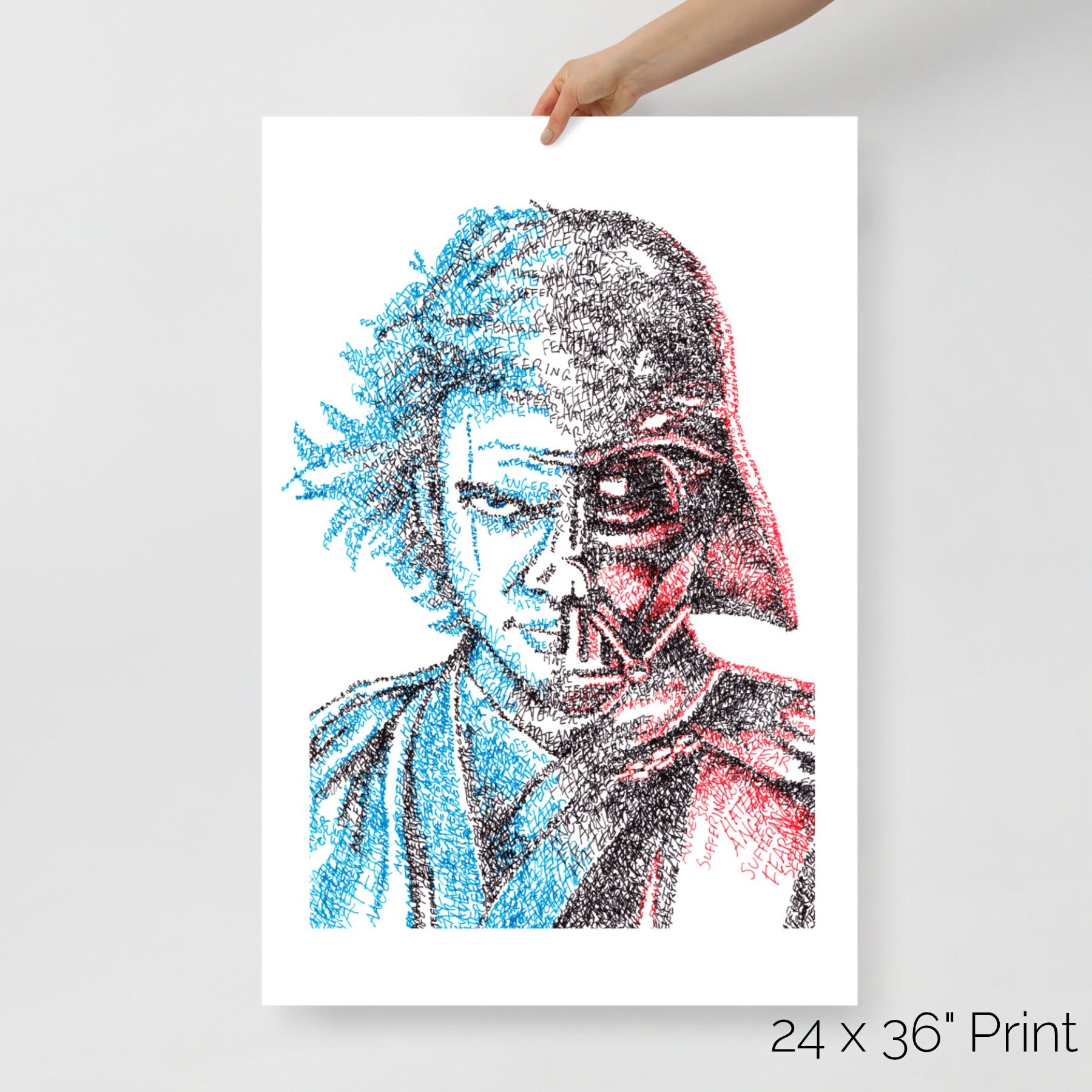 Fear, Anger, Hate, and Suffering Word Art Portrait Print