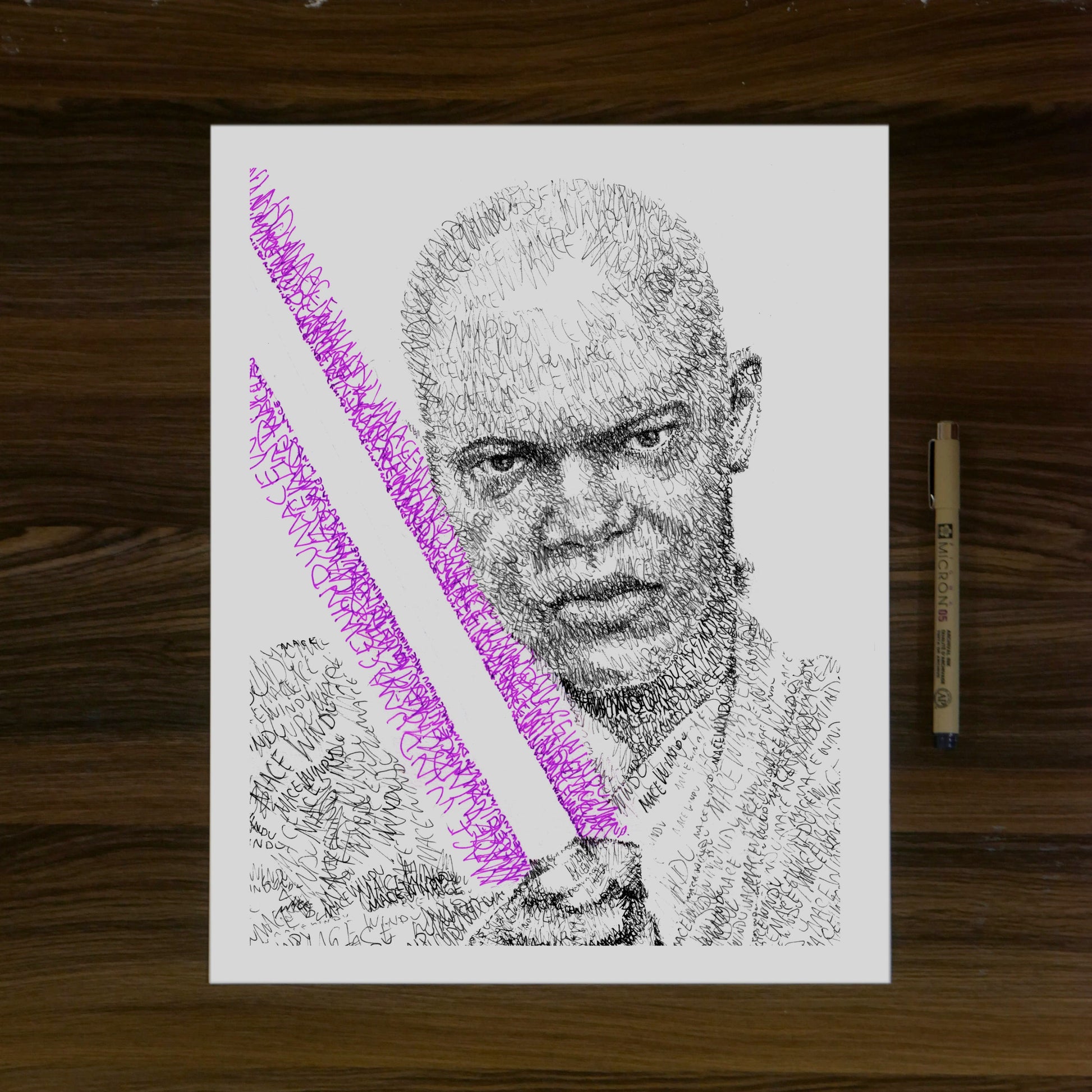 Windu Word Art Portrait Print