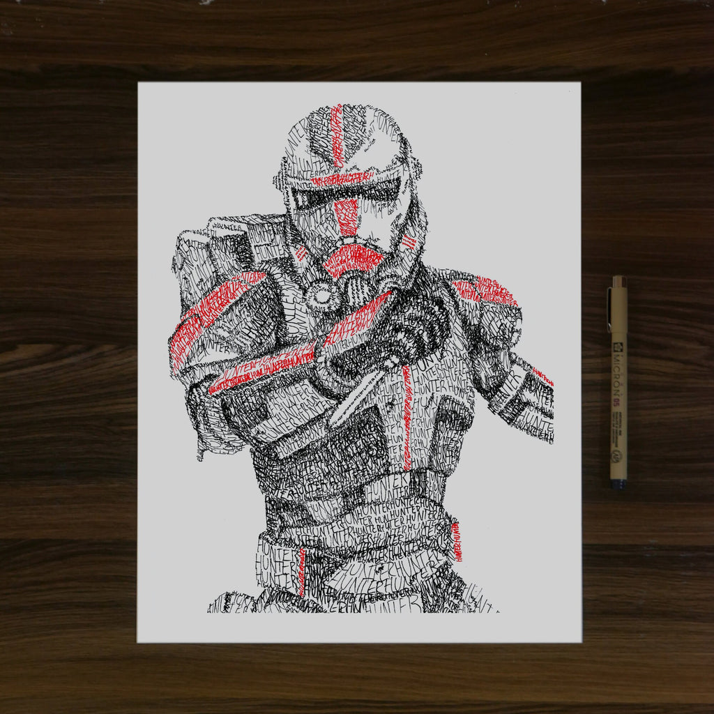 Hunter Word Art Portrait Print | Clone Trooper Art