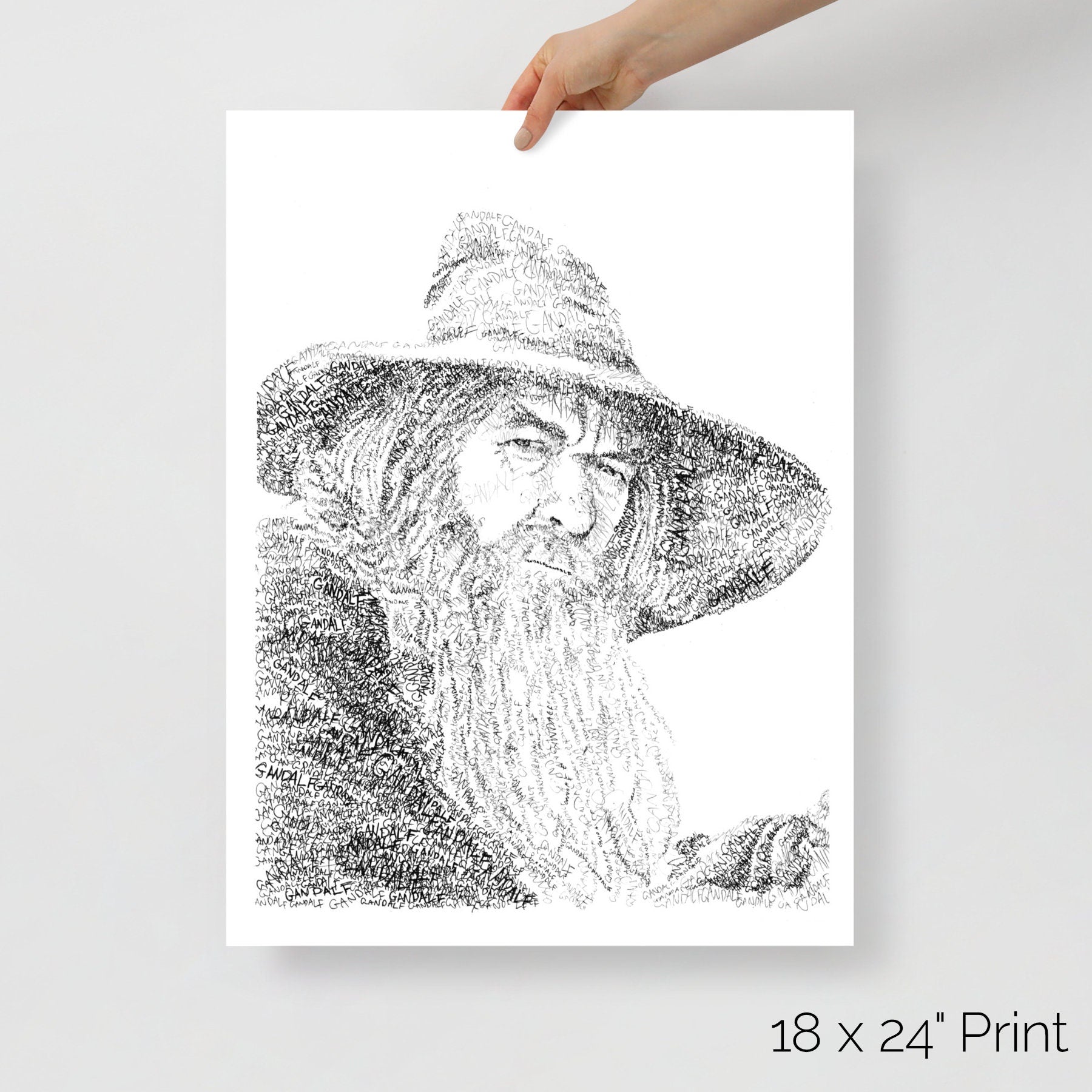 The Grey Wizard Word Art Portrait Print