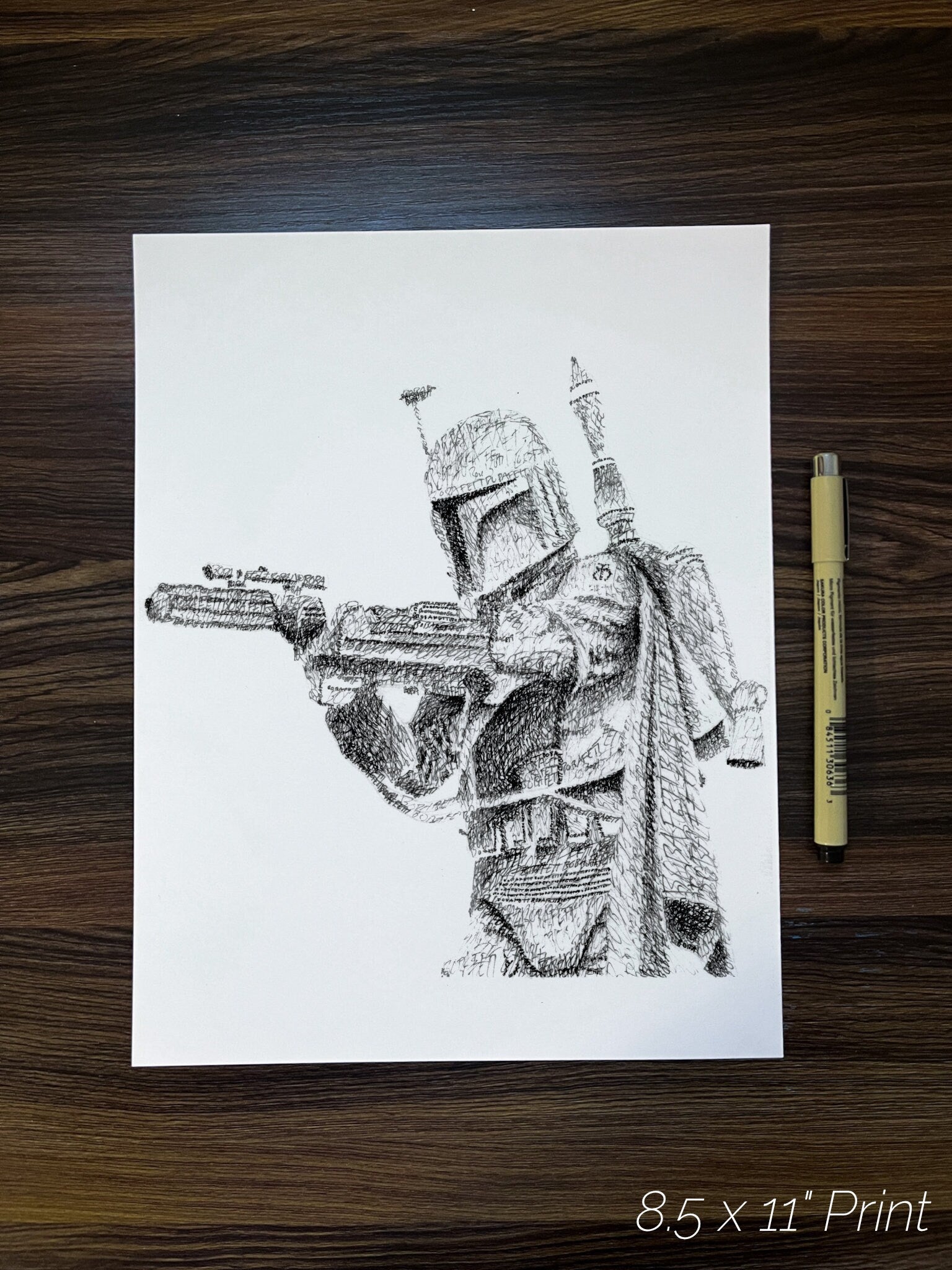 Flying Bounty Hunter Word Art Portrait Print