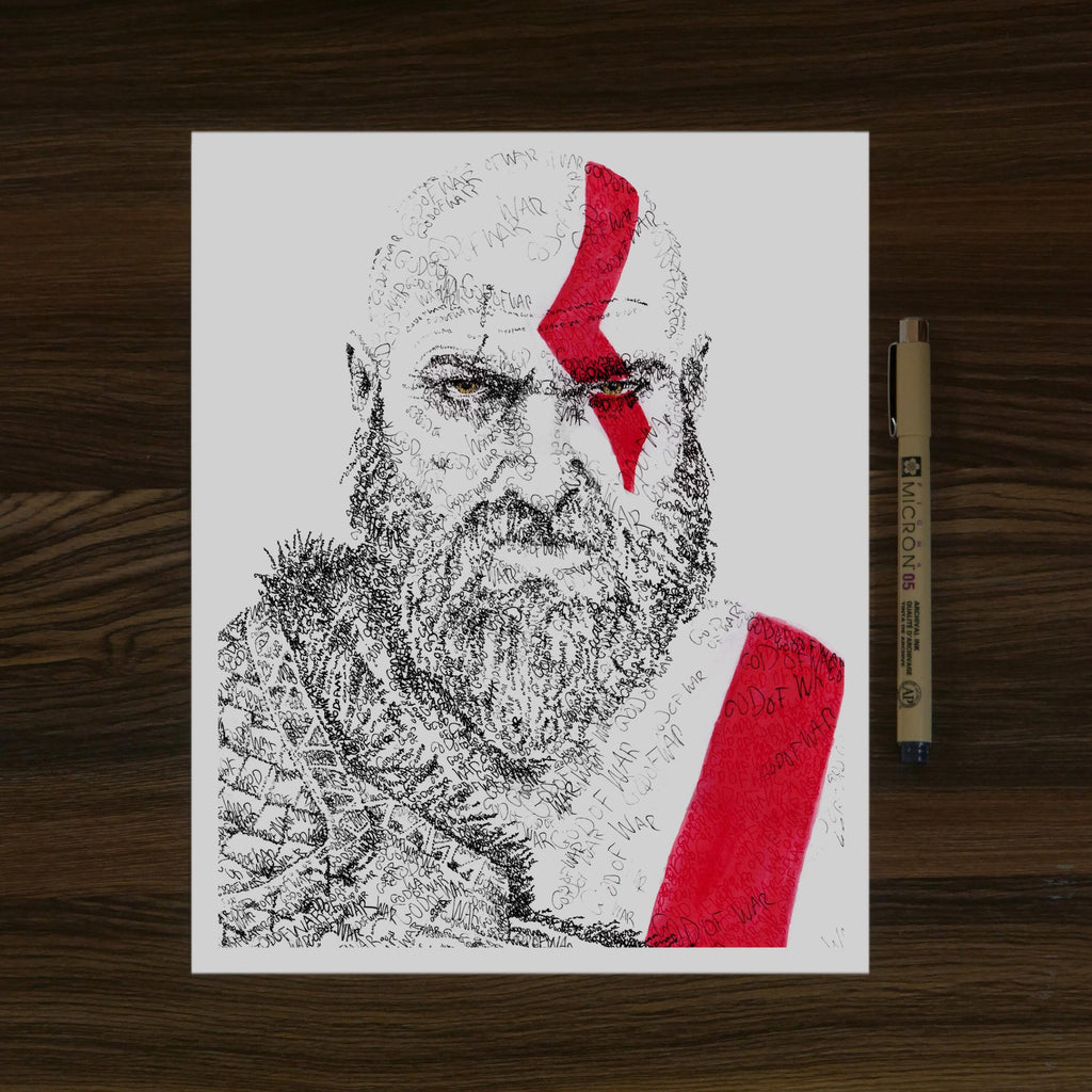 Kratos Word Art Portrait Print