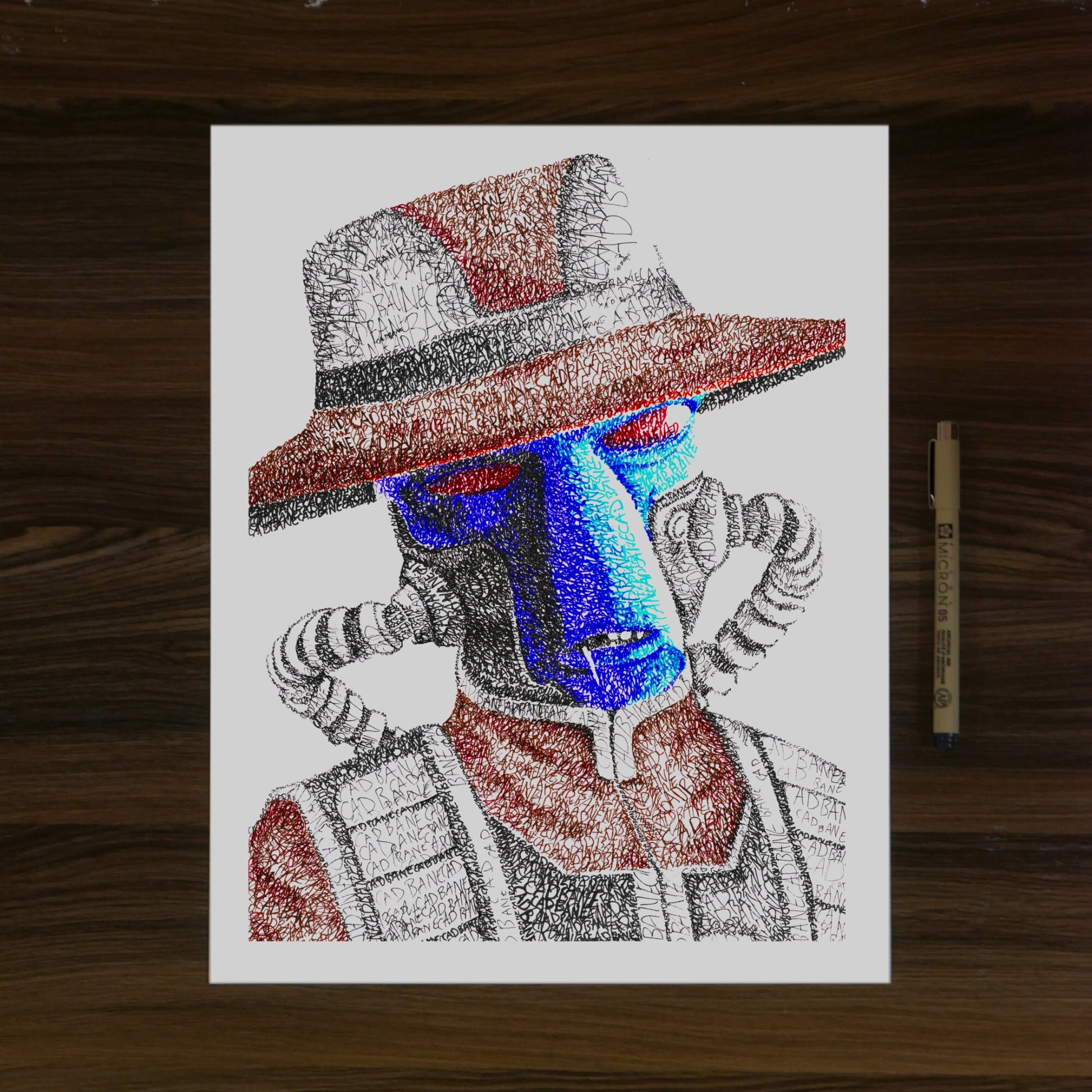 The Blue Bounty Hunter Portrait Print Word Art