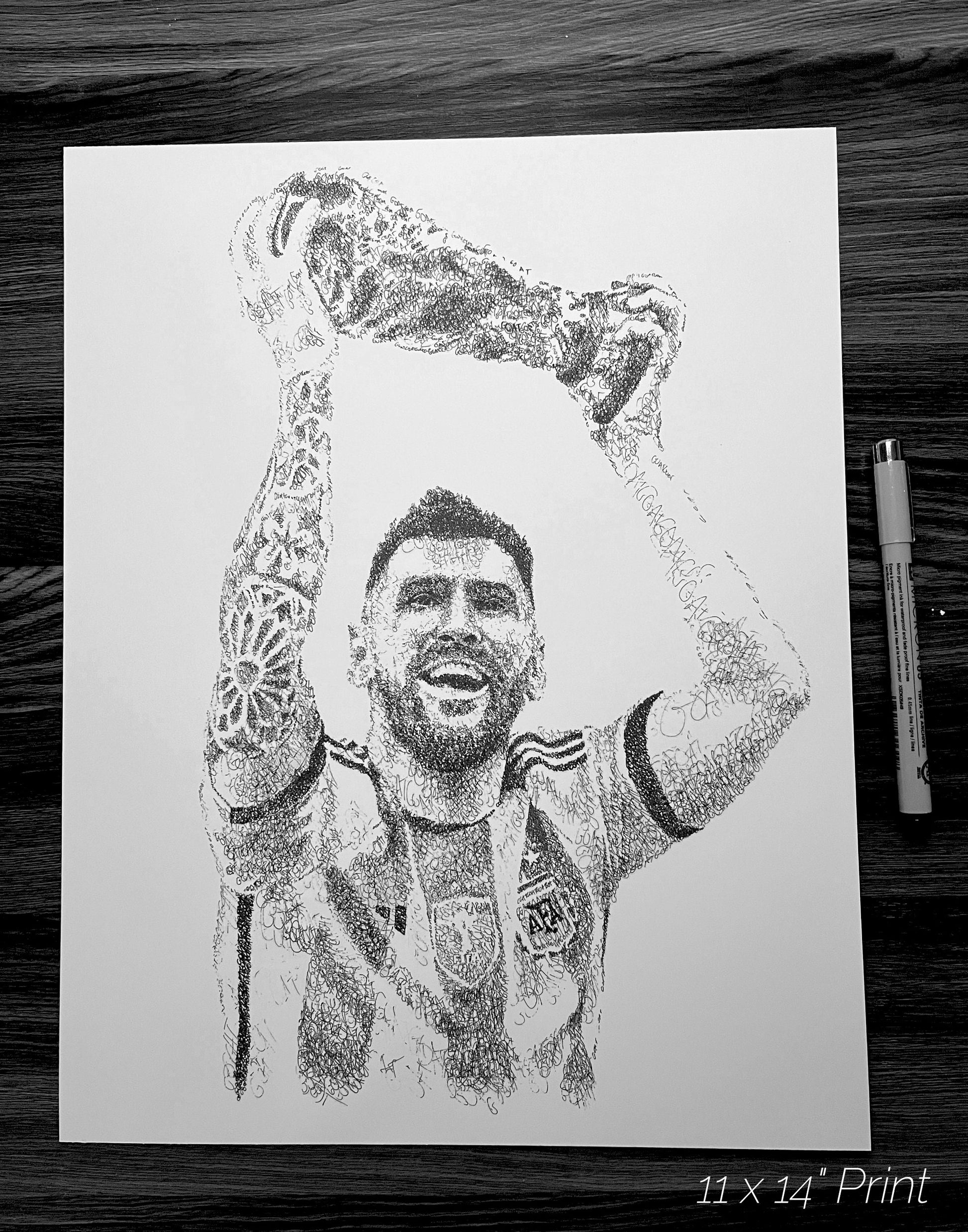 Messi World Cup Championship LIMITED & NUMBERED Word Art Portrait Print