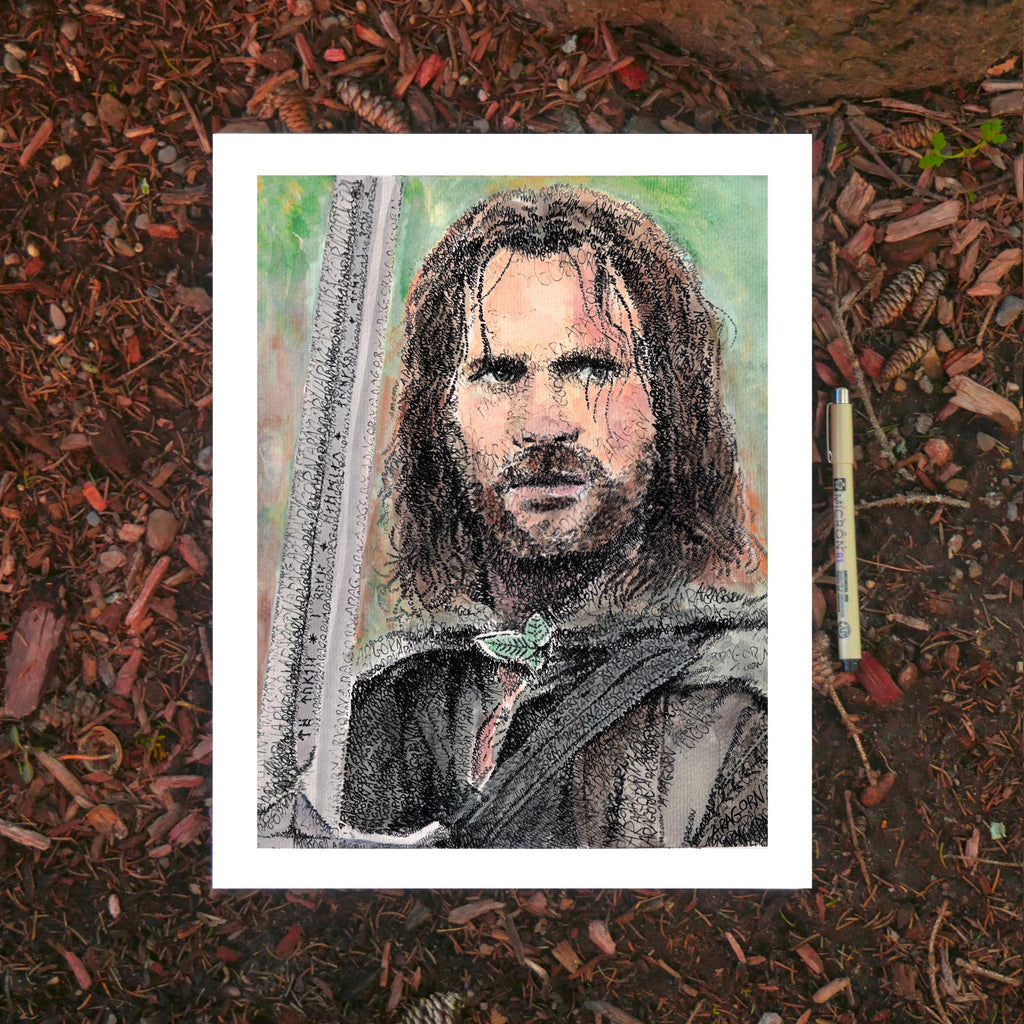 LOTR Watercolor Word Art Portrait Print