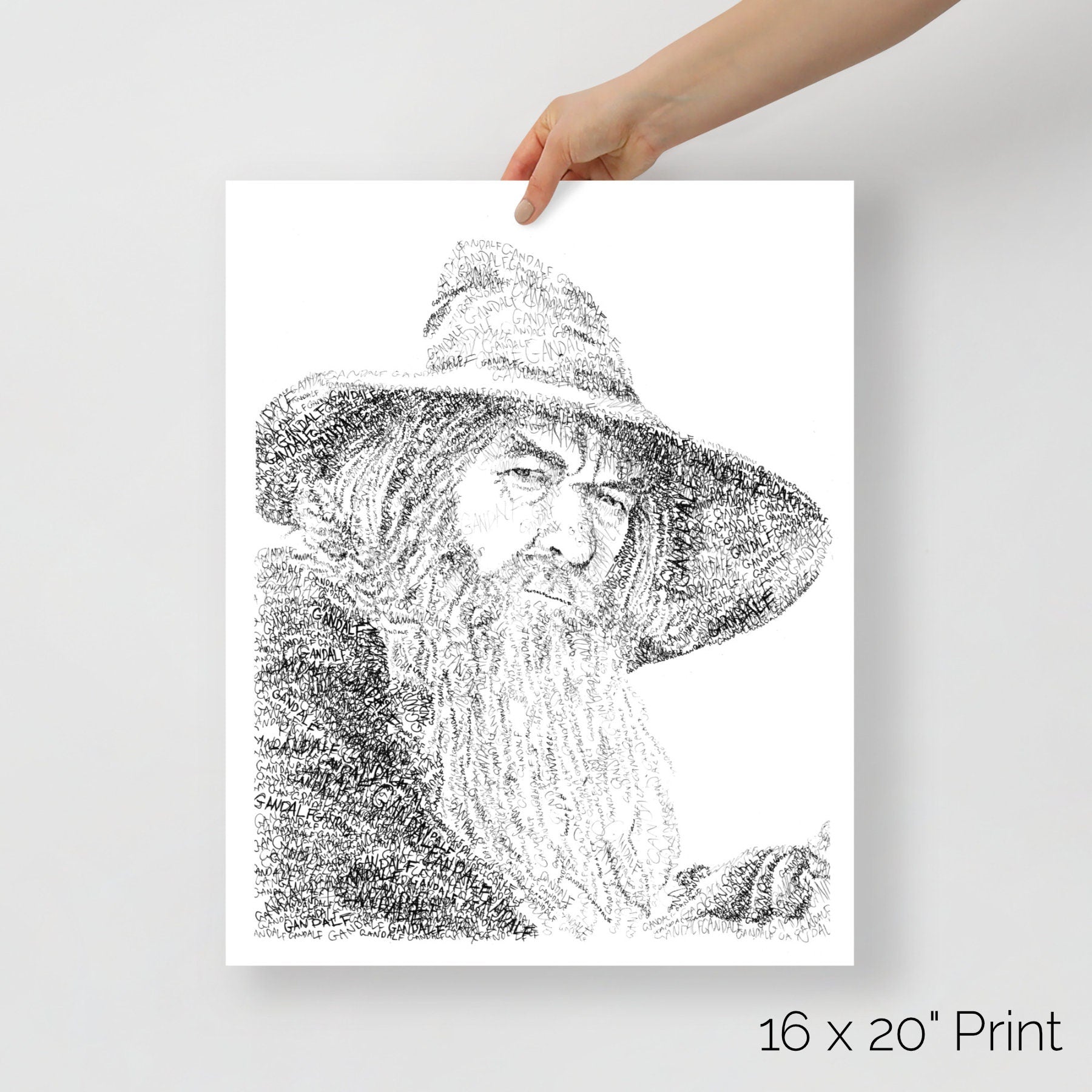 The Grey Wizard Word Art Portrait Print