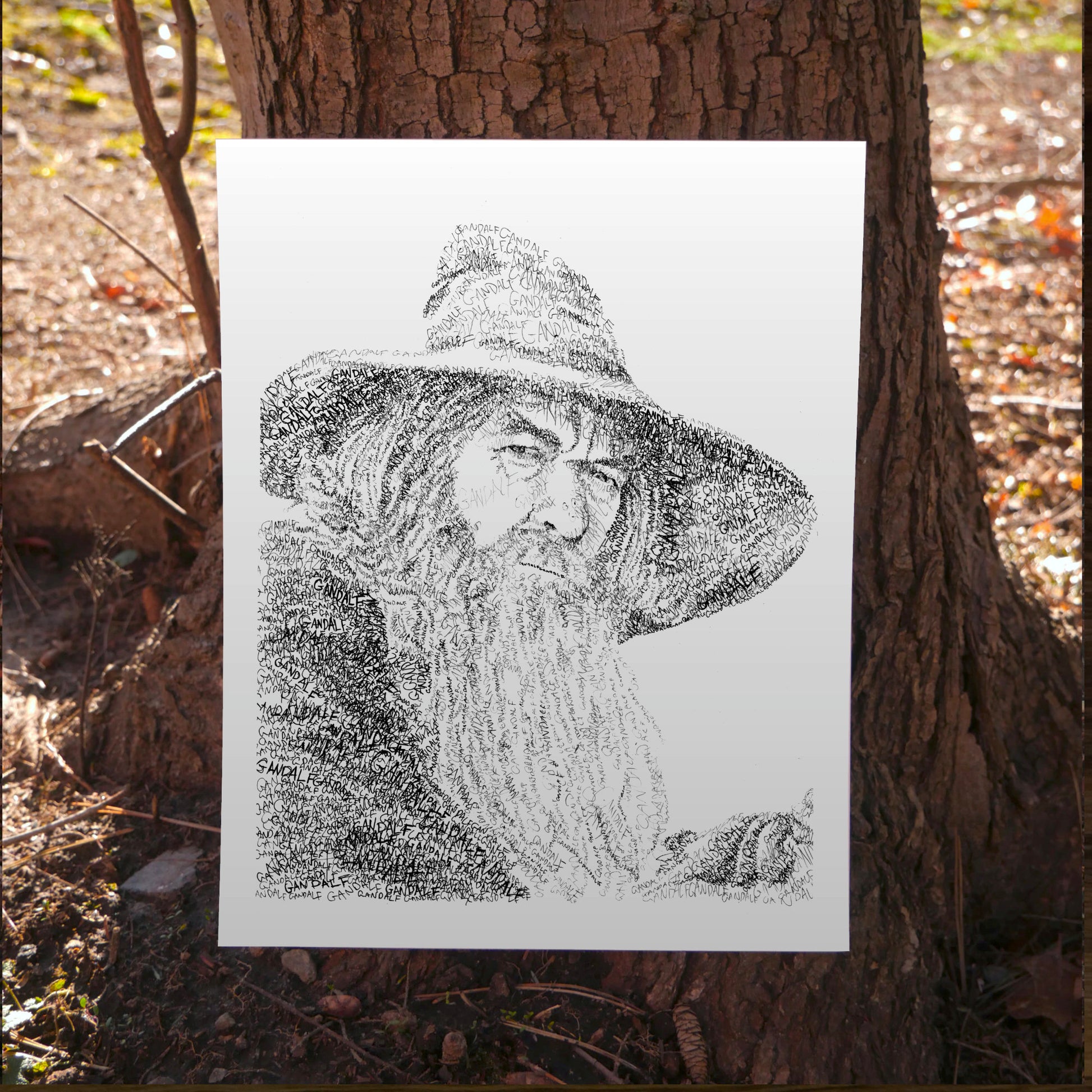 The Grey Wizard Word Art Portrait Print
