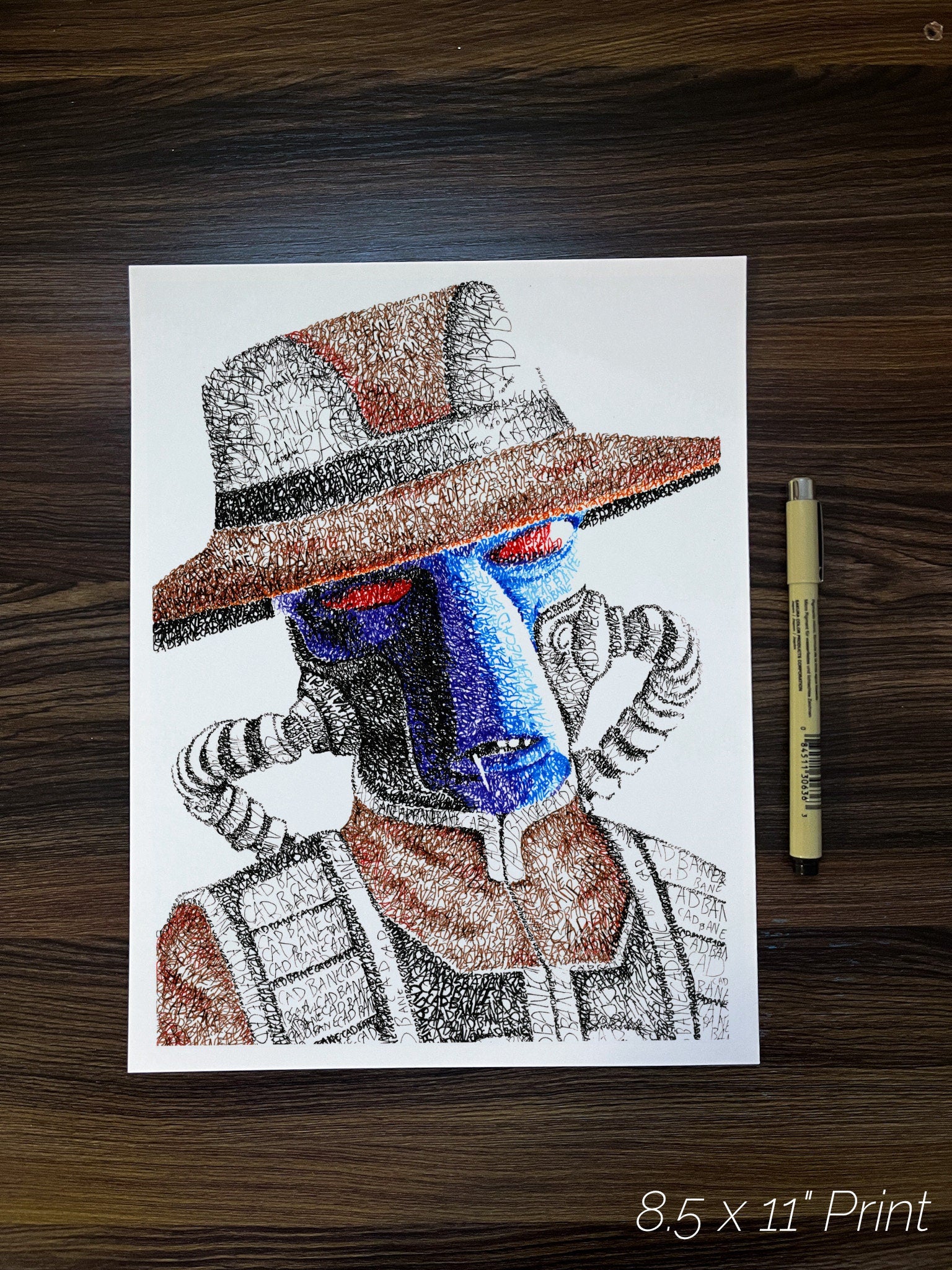The Blue Bounty Hunter Portrait Print Word Art