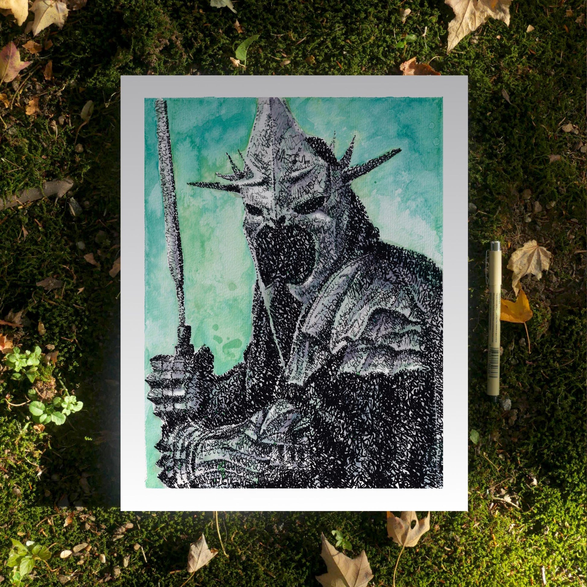 LOTR Watercolor Word Art Portrait Print