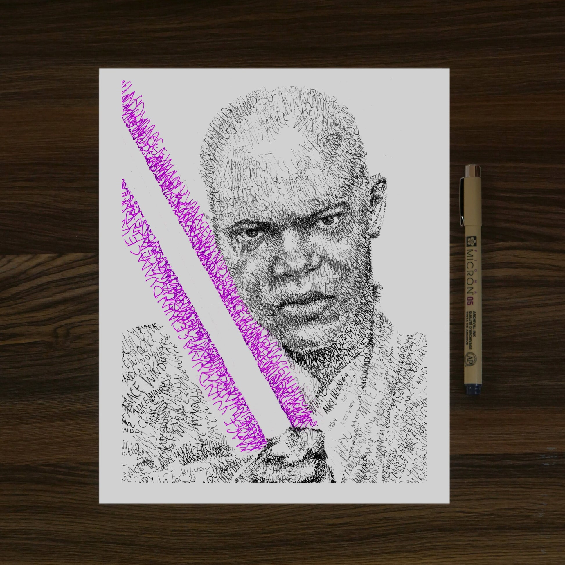 Windu Word Art Portrait Print
