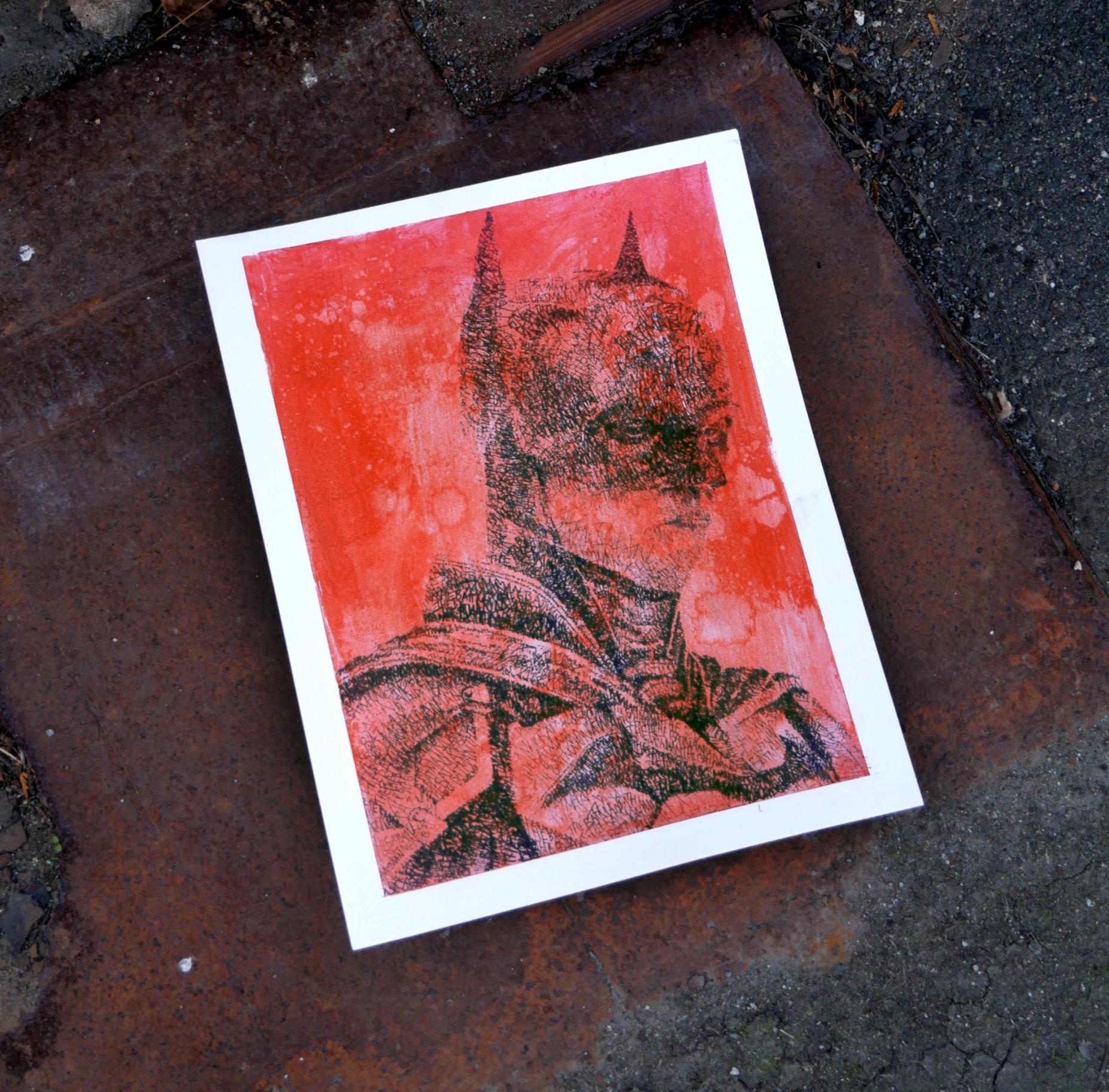 The Bat Limited Edition Word Art Portrait Print - Individually Painted