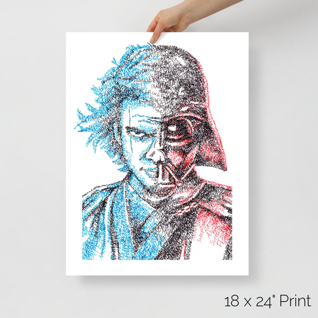 Fear, Anger, Hate, and Suffering Word Art Portrait Print