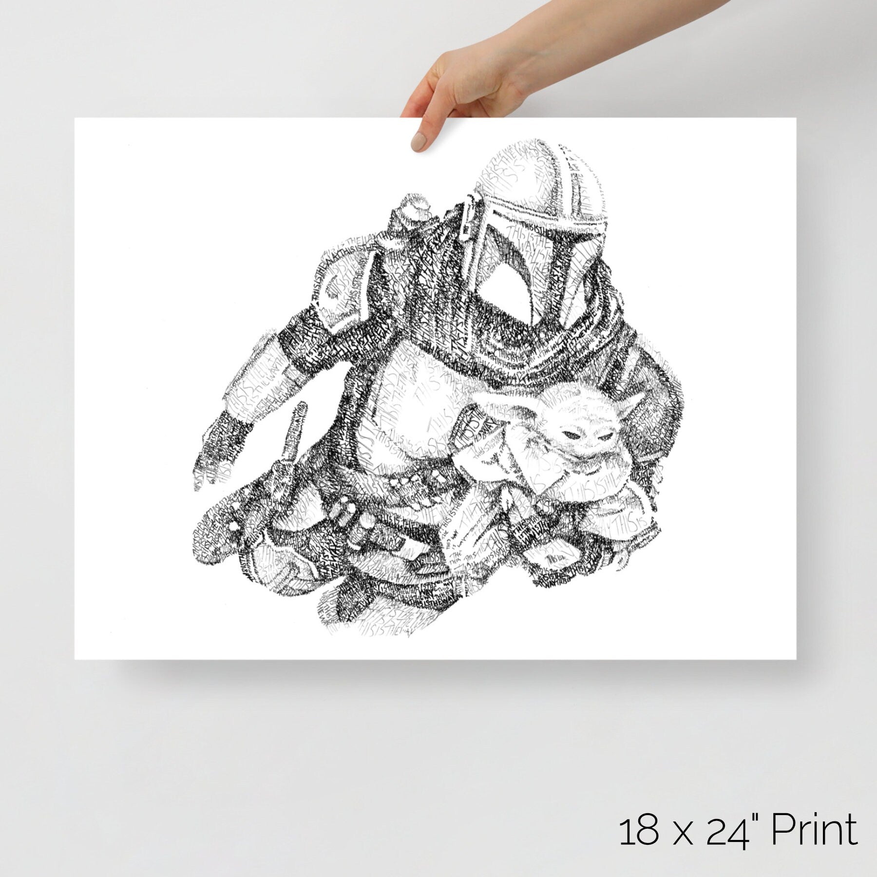 The Bounty Hunter and the Child Word Art Portrait Print