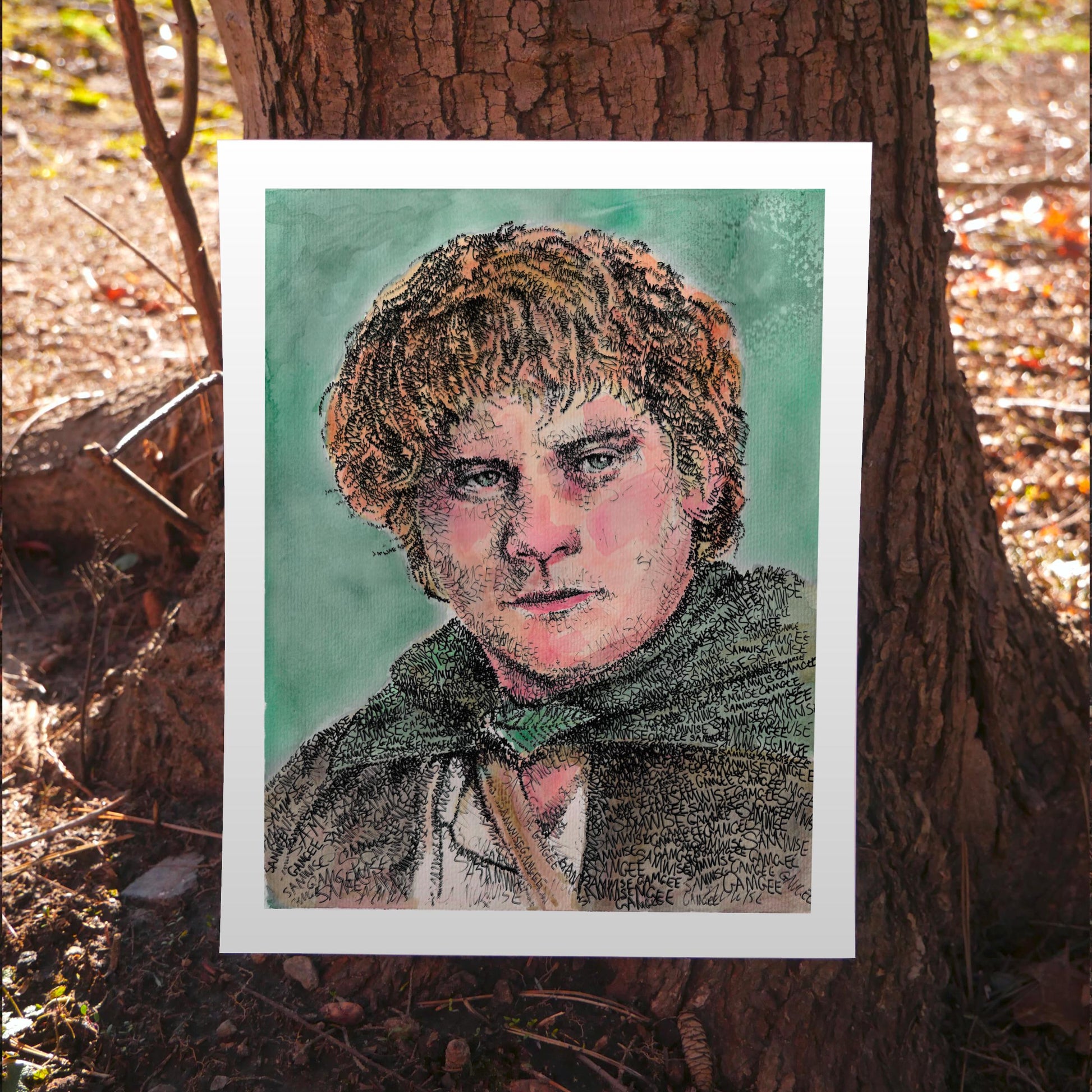 LOTR Watercolor Word Art Portrait Print